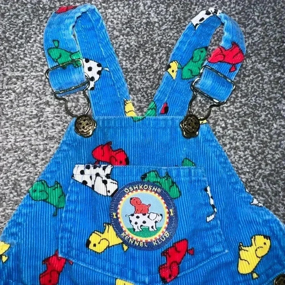 VINTAGE OSHKOSH BGOSH RIBBED PUPPY KENNEL OVERALLS SIZE 12 months